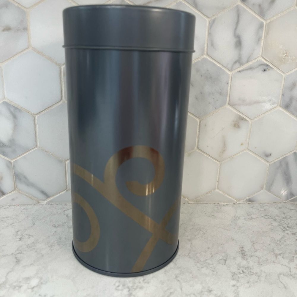 Teavana 6” Metal & Gold Tea Tin Canister